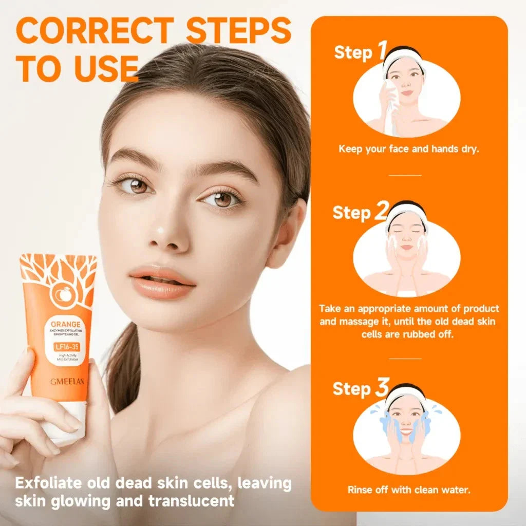 Orange Whitening Exfoliating Brightening Gel – Deep Cleansing Face Scrub